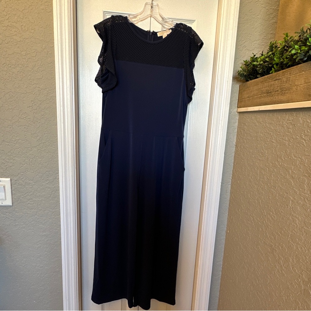 Navy Michael Kors Mesh Top Jumpsuit Size Medium